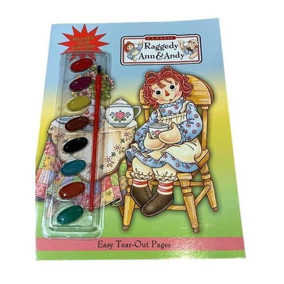 Raggedy Ann & Andy Activity Fun Coloring Books Crayons Paints Gift Box Set of 6 - Picture 2 of 8
